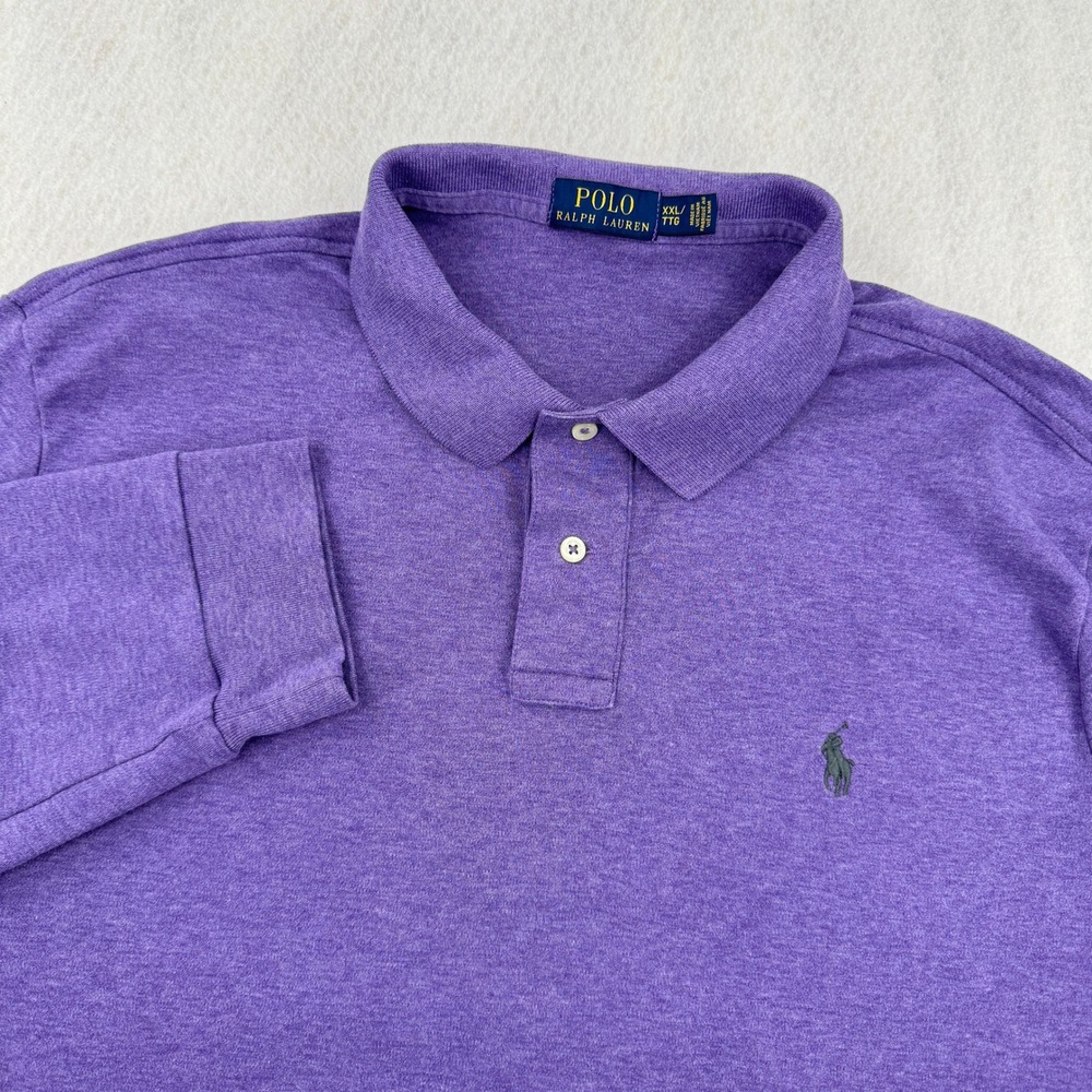 Polo Ralph Lauren Mens XXL Purple Heather Long Sleeve Soft Cotton Polo Preppy